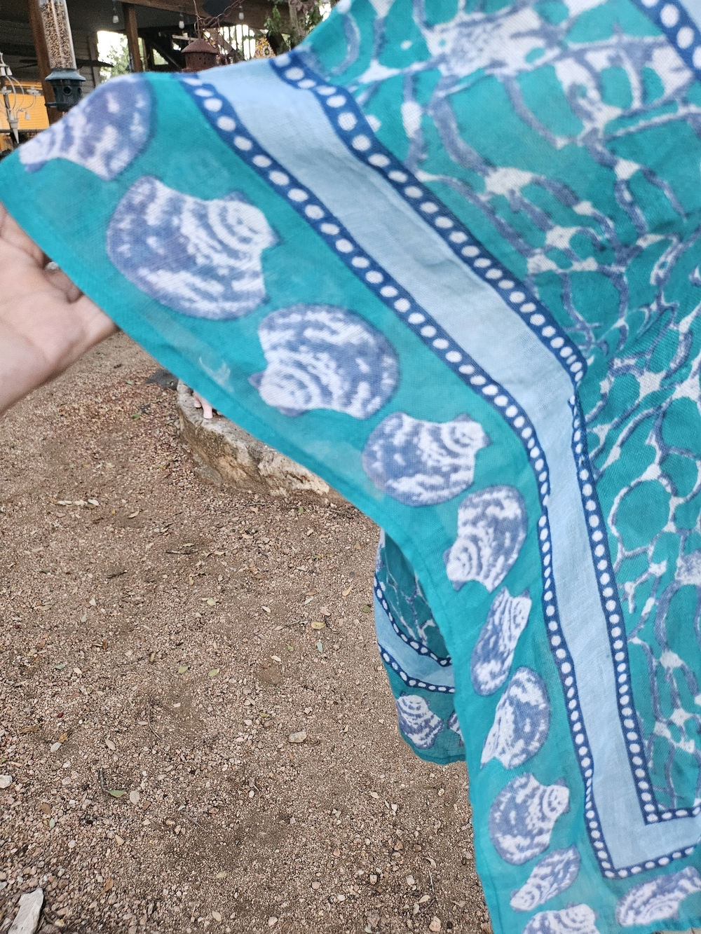 New W Tag Mud Pie Turquoise Blue V-Neck Sea Breeze Poncho Linen Swim Cover-Up OS - Picture 3 of 10